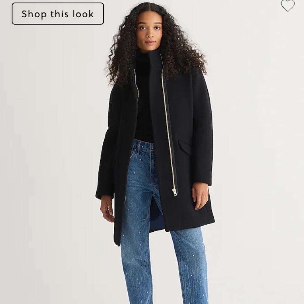 J. Crew Stadium Cloth black sleek cocoon peacoat